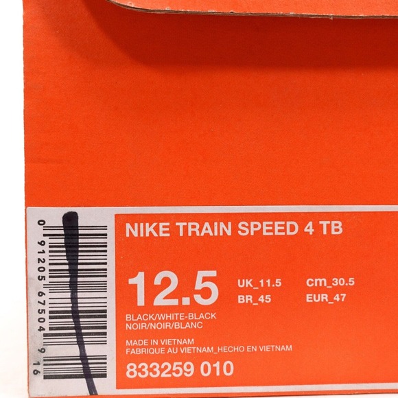 Nike Train Speed 4 Black White Athletic Training Gym 833259-011 Men\'s Size 12.5 main image 10